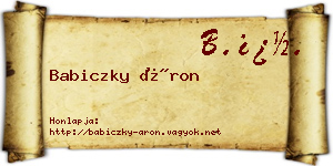 Babiczky Áron névjegykártya