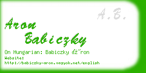 aron babiczky business card